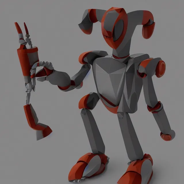 Image similar to Low poly clay render of a robotic herione