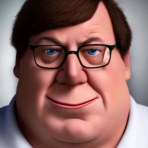 Image similar to portrait of peter griffin as a real person. hyper real skin. very detailed. 4 k photograph.