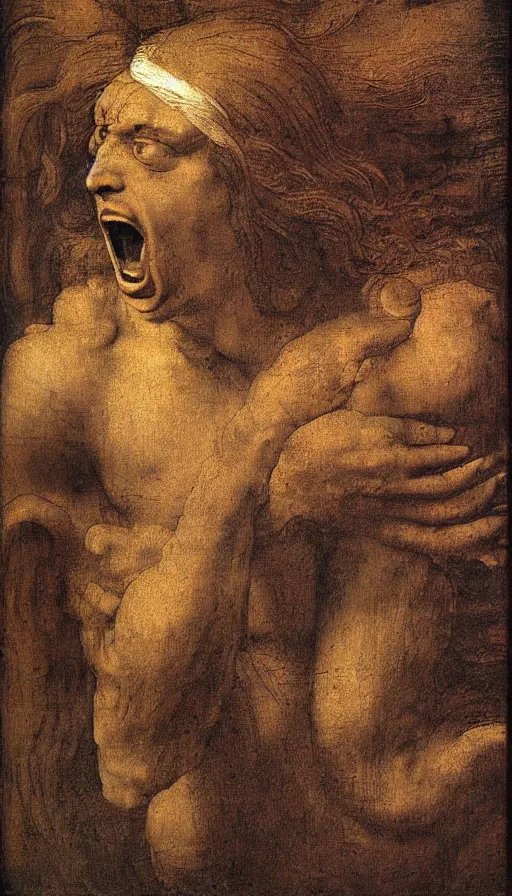 Image similar to rage, by leonardo da vinci