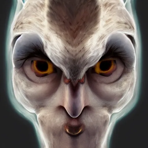 Prompt: human owl hybrid create, trending on artstation, concept art