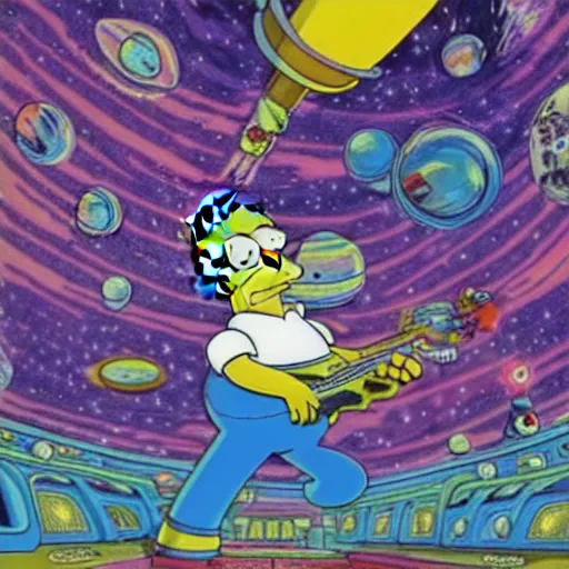 Image similar to trippy simpsons in space