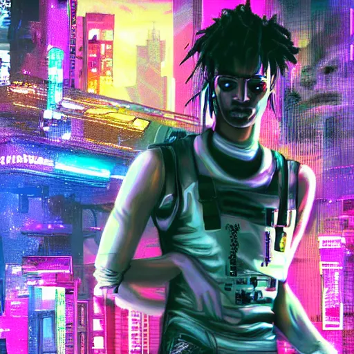 Image similar to playboi carti cyberpunk style digital art 4 k detailed