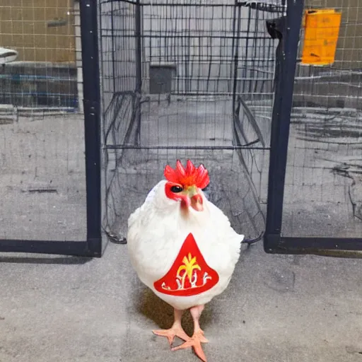 Image similar to cute little chicken with inmate clothes