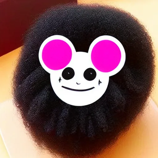 Image similar to a cute 2 d hair barrette character, afro, design, detailed eyes logo