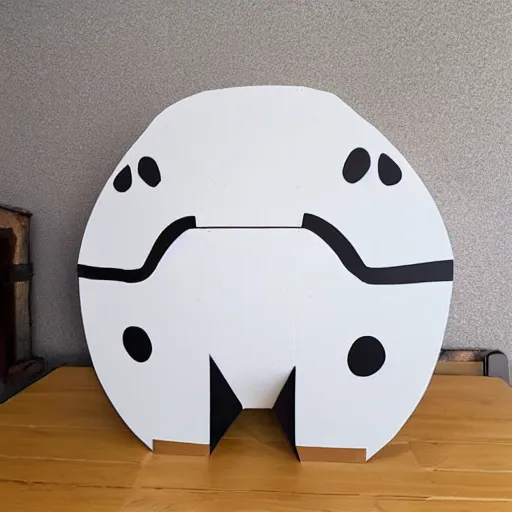 Image similar to a mechanical cow with big head and horns, minimalist style, metal, 3D art, in style of Baymax, smooth