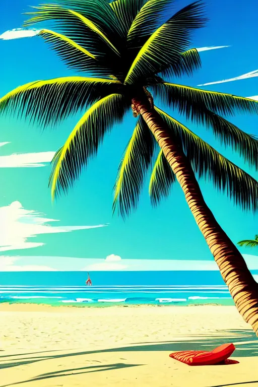 Prompt: beach, ocean, palm trees, sunshine, first person view, scenery wallpaper aesthetic, beautiful, cinematic, dramatic, super detailed and intricate, hyper realistic, 4 k render, by koson ohara, by darwyn cooke, by satoshi kon, by kentaro miura