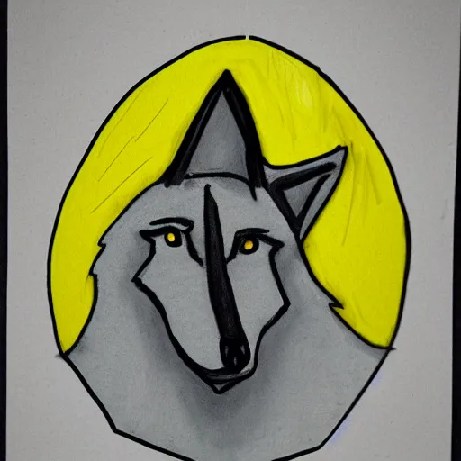 Prompt: cartoon sketch of a faceless wolf wearing a yellow raincoat