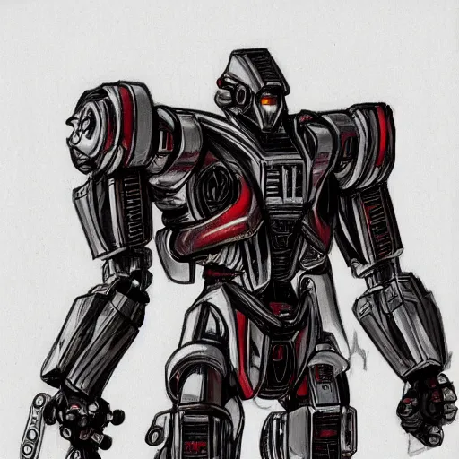 Image similar to mecha, sketch, on paper, highly detailed, red, black, grey, sharp, p - shinobi, anime