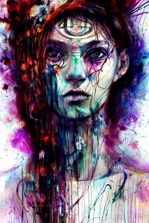 Image similar to tribal cyborg woman portrait flower heqdress art by agnes cecile, beautiful, soft, smooth