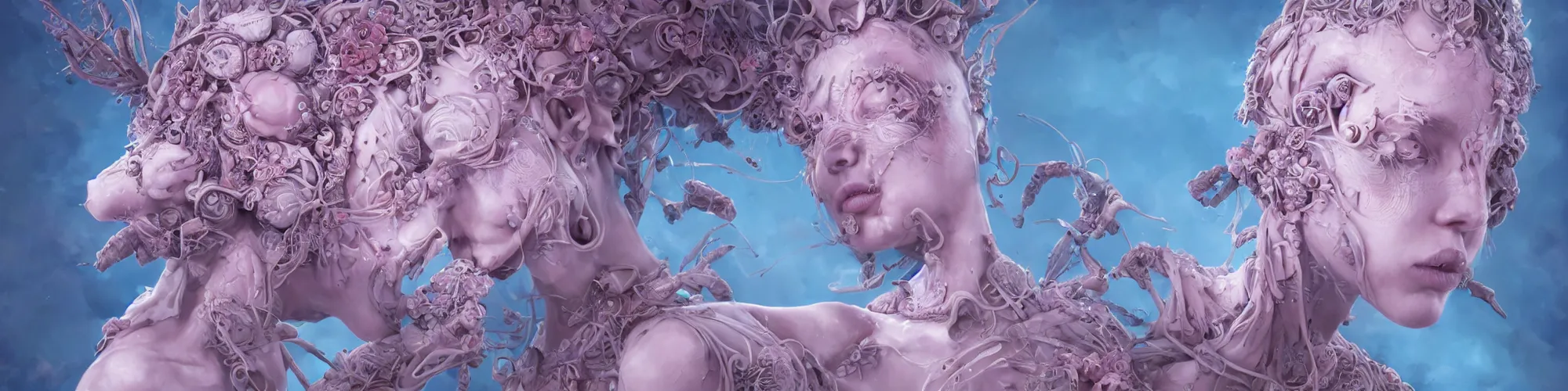 Prompt: hyperrealistic solarpunk photography of a highly detailed and symmetrical gorgeous cyborg nymph awash in a sea of pink milk in the style of beth cavener, jin kagetsu, james jean and wlop, highly detailed, face symmetry, masterpiece, award - winning, sharp focus, intricate concept art, ambient lighting, 8 k, artstation