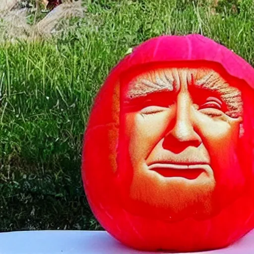 Image similar to watermelon carving of donald trump's face