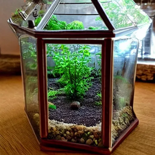 Image similar to castle inside a beautiful terrarium