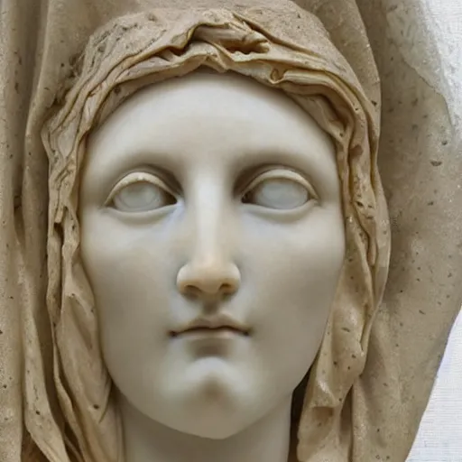 Prompt: a masterpiece marble sculpture of the veiled virgin, subsurface cracks, !face, !female, covered in intricate !detailed golden streaked !!sheer veil , physically based rendering, photo realistic, top light , dark background