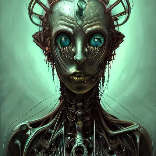 Prompt: a portrait of a beautiful biomechanical Morty, horror concept art by giger and beksinski and szukalski and wlop and pete mohrbacher, digital art, highly detailed, intricate, sci-fi, sharp focus, Trending on Artstation HQ, deviantart, unreal engine 5, 4K UHD image