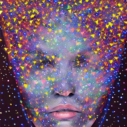 Prompt: galaxies of lights, surround and break down all the fears the shadows left behind, art by danny mcbride. escape tonight, to a clear blue sky, just close your eyes and wave goodbye, art by knyazev konstantin