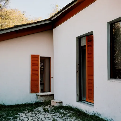 Image similar to Exterior of midcentury Bohemian house in Croatia. Photographed with Leica Summilux-M 24 mm lens, ISO 100, f/8, Portra 400