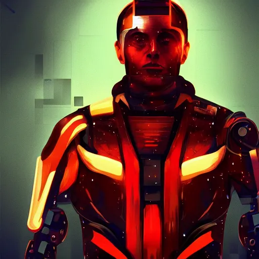 Image similar to elon musk as a cyborg, digital art, artstation
