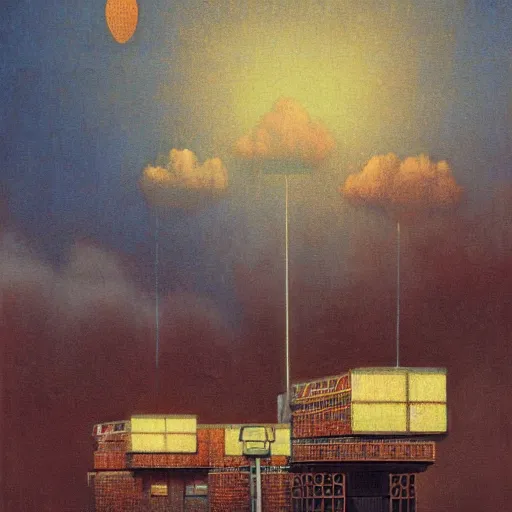 Image similar to detailed painting of a satellite station, exterior, floral ornaments, volumetrics lights, beam of bright lights through the clouds, beksinski, bougeureau