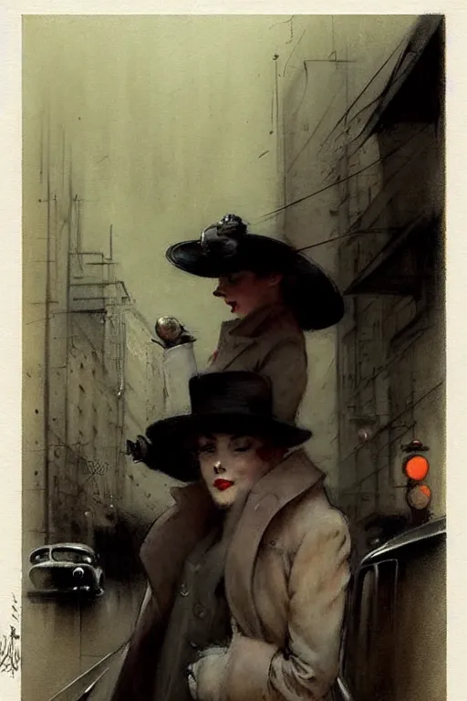 Image similar to (((((1950s film noir street night . muted colors.))))) by Jean-Baptiste Monge !!!!!!!!!!!!!!!!!!!!!!!!!!!