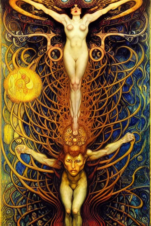 Image similar to Divine Chaos Engine by Karol Bak, Jean Delville, William Blake, Gustav Klimt, and Vincent Van Gogh, symbolist, visionary