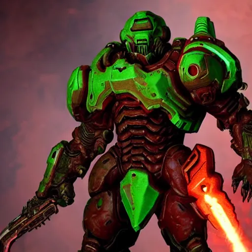 Image similar to doom slayer from doom eternal, photography