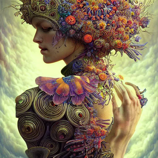 Image similar to hyper detailed masterpiece, floral pattern, jean giraud, digital art painting, lightwave punk aesthetic, psychedelic, artgerm, donato giancola, tom bagshaw