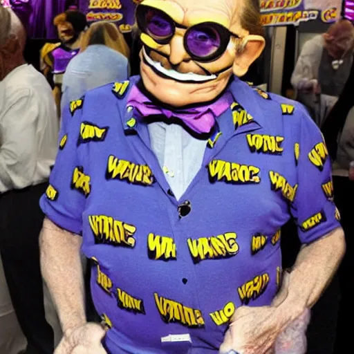 Image similar to larry - king dressed like skeletor as wario or waluigi comic - con comic - book drawing from mad - magazine