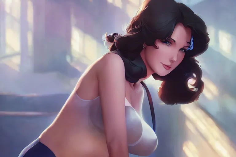 Prompt: young lynda carter, single subject, scenic full shot, ambient lighting, detailed face, by makoto shinkai, stanley artgerm lau, wlop, rossdraws