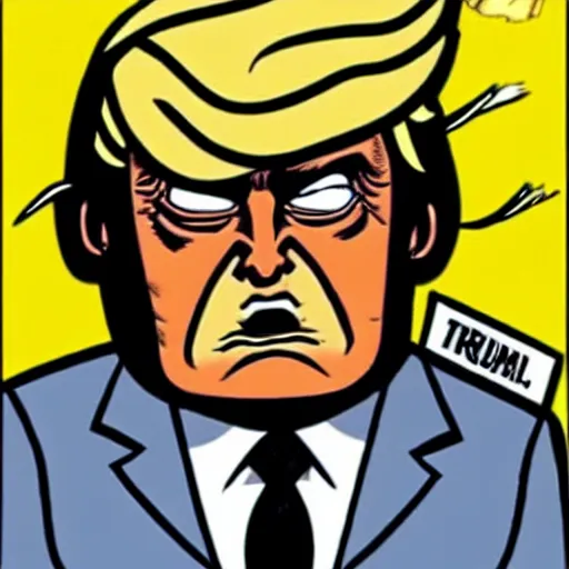 Image similar to donald trump's head as modok, the mental organism designed only for killing, little man in hovering throne, full body, psychic alien with huge head, marvel supervillain character