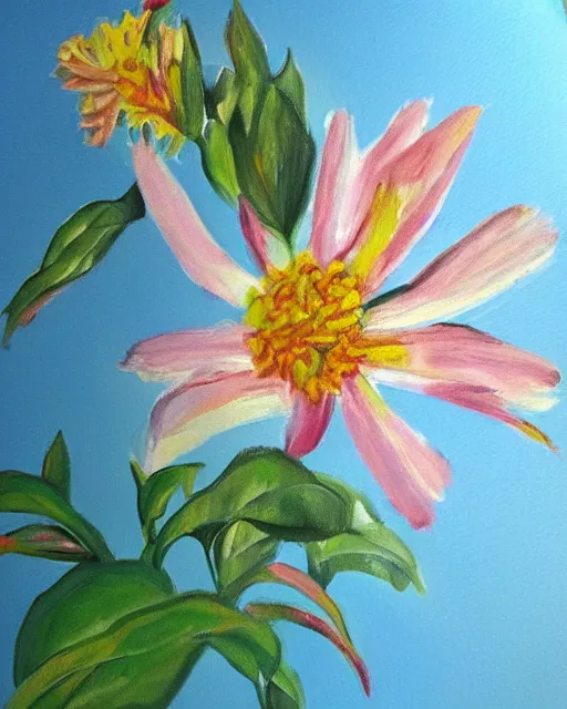 Image similar to an unfinished painting of a flower