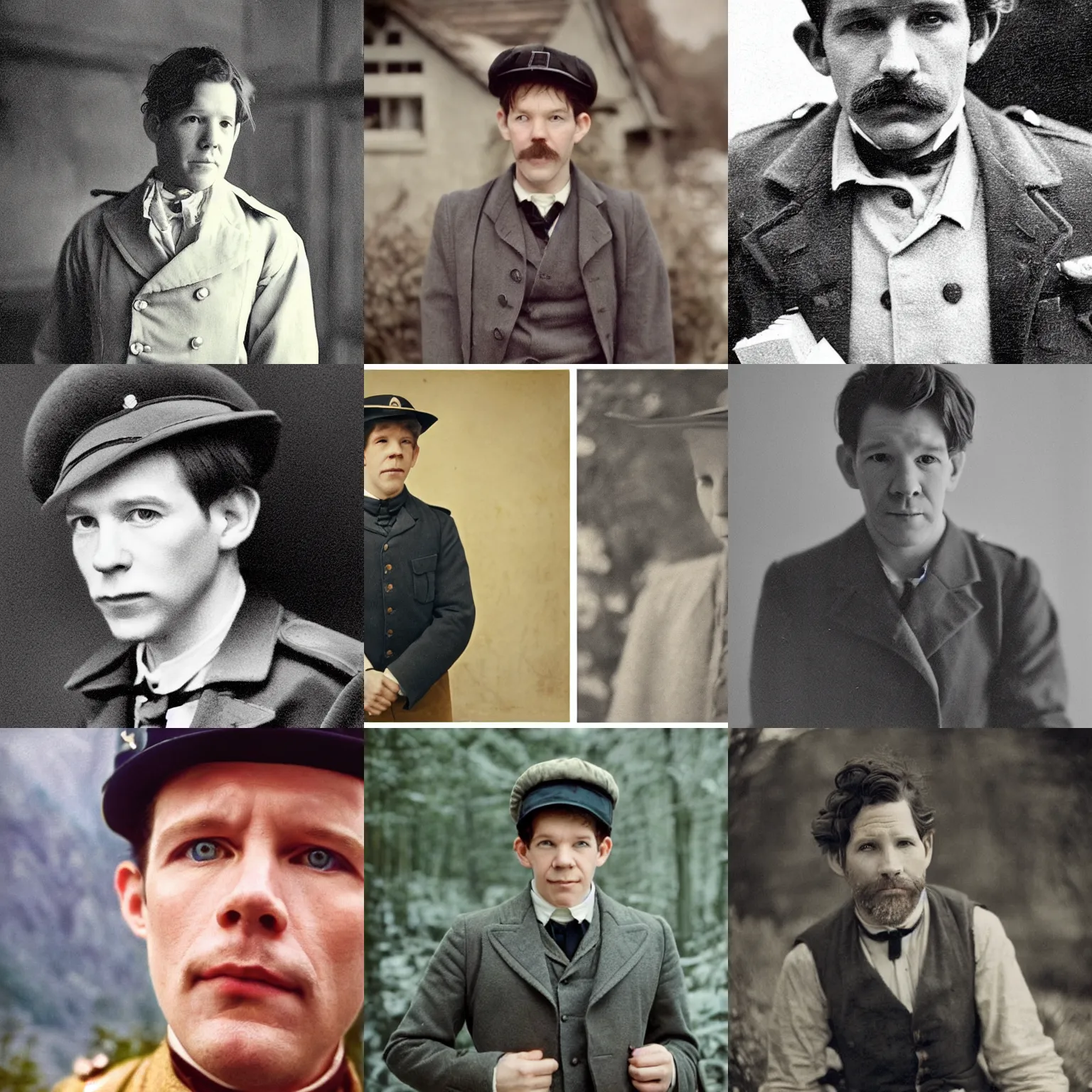 Prompt: thirtysomething years old lee evans as a ( ( ( sad ) ) ), dreamy, quirky 1 9 th century, austrian postman. detailed soft focus natural lights, portrait by kiyohara tama