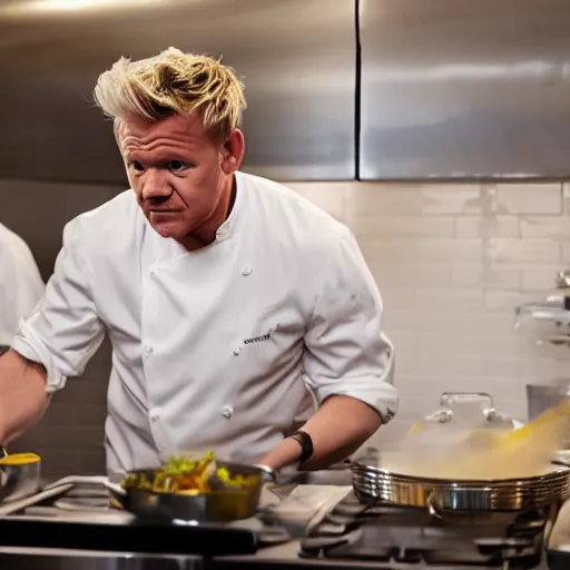 Prompt: Gordon Ramsay cooks for Gus Fring, 4k image, highly detailed