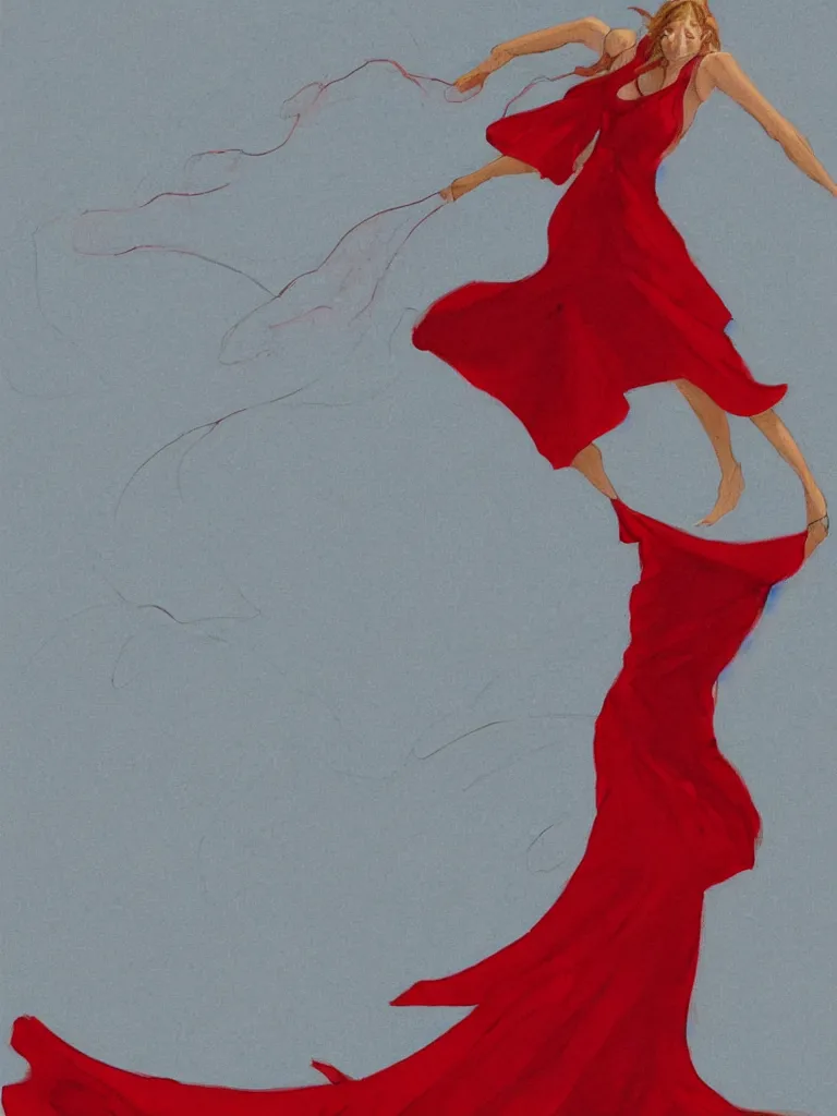 Image similar to red flowing dress on hanger swaying in the wind by disney concept artists, blunt borders, rule of thirds, golden ratio, godly light