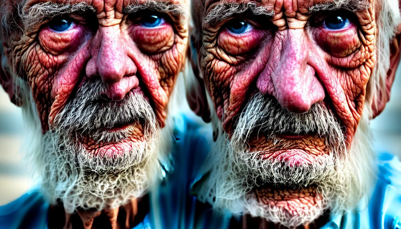 Image similar to hyper realistic color photo, portrait of a weathered old man, aesthetic!!! dramatic shadow, full colour, upscale, 8 k, masterpiece