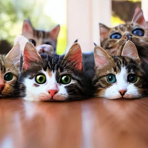 Image similar to a bunch of cute cats around a table