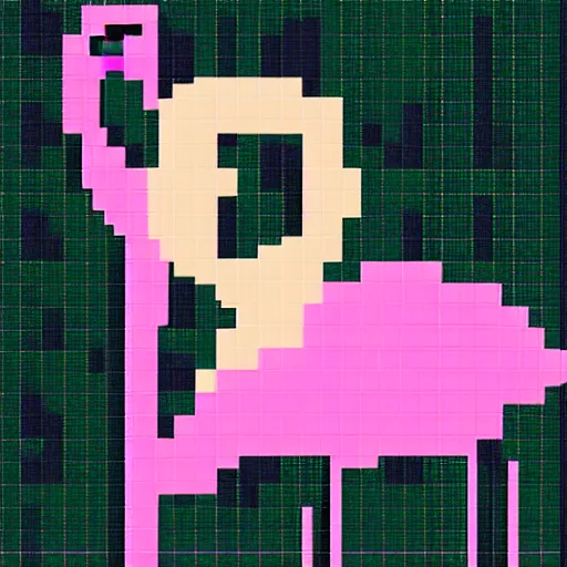 Prompt: flamingo pixel art