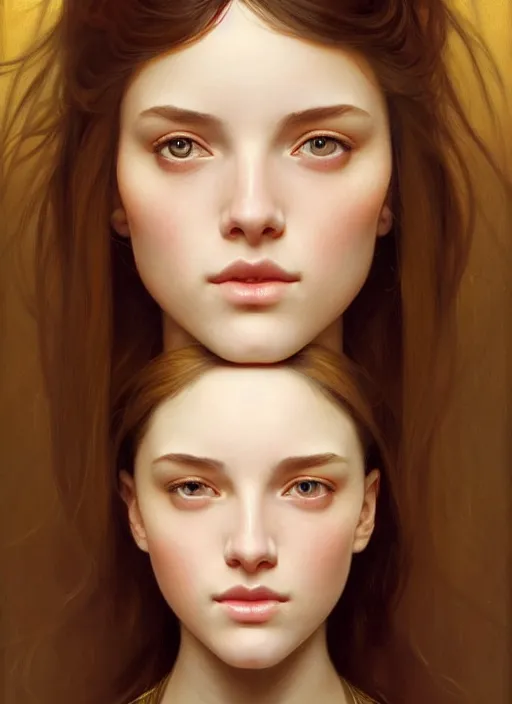 Image similar to symmetry!! portrait of young woman cursed with ever - increasing physical and mental perfection, slice - of - life, realism, golden ratio face proportions!! intricate, elegant, highly detailed, perfect face!! digital painting, artstation, concept art, smooth, sharp focus, illustration, art by artgerm and greg rutkowski and alphonse mucha