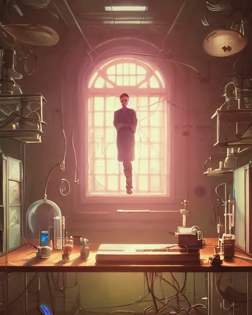 Prompt: highly detailed surreal vfx portrait of a mad cat scientist in weird laboratory, stephen bliss, unreal engine, greg rutkowski, loish, rhads, beeple, makoto shinkai and lois van baarle, ilya kuvshinov, rossdraws, tom bagshaw, alphonse mucha, global illumination, detailed and intricate environment