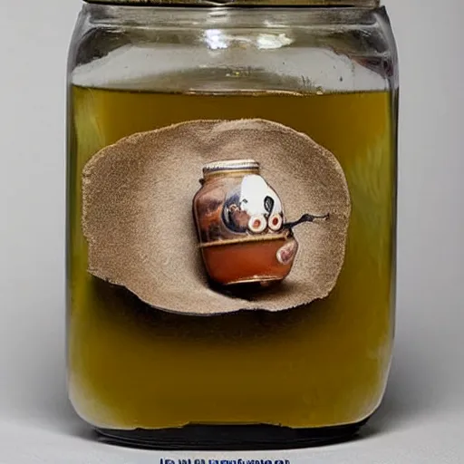 Prompt: a fart trapped in a jar, fermenting over 100 years, very inspirational