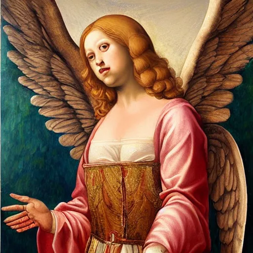 Prompt: ultra realistic renaissance angel with billion wings, the miracle in the hands, oil painting, high detailed