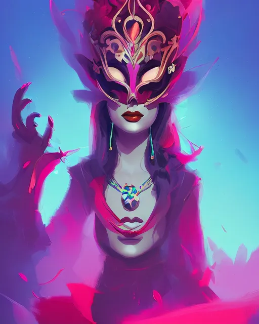 Prompt: masquerade mask princess, by anton fadeev, peter mohrbacher, ross tran, artgerm