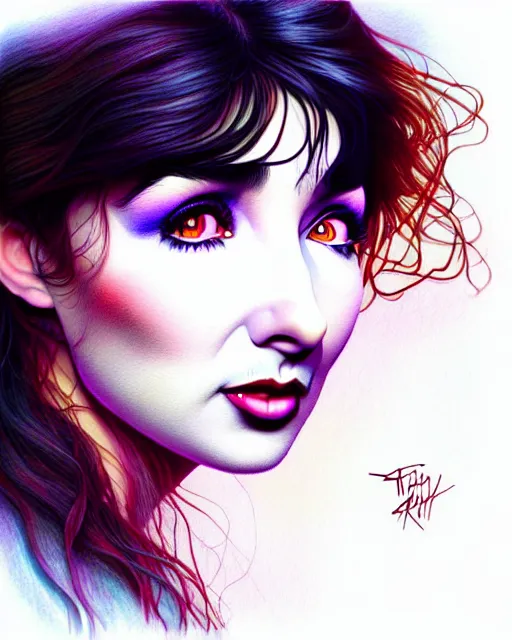 Image similar to richly detailed color illustration kate bush illustrated by artgerm and mina petrovic and timothy kong and marina federovna. 3 d shadowing