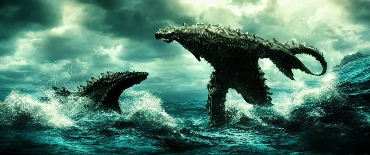 Image similar to ocean monster dramatic lighting cinematic extremely high detail foto realistic cinematic lighting post processed