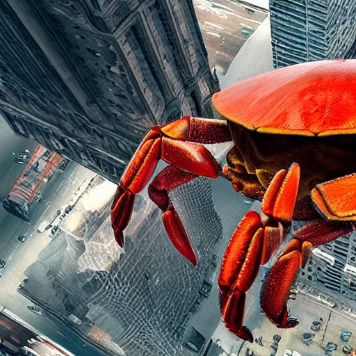 Prompt: A gigantic, huge crab, destroying New York City, ultra realistic