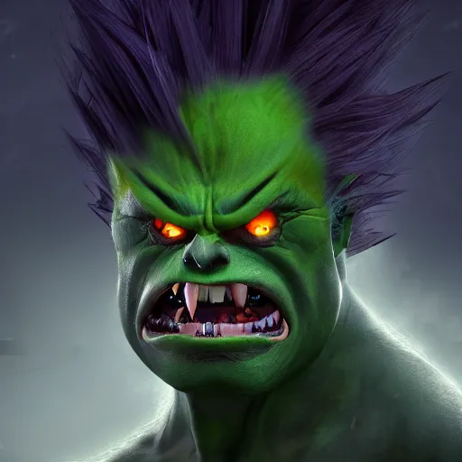 Prompt: full shot portrait of angry darkness Blanka at moonlight, inspired by Tim Burton, Norihiro Yagi, Marc Simonetti, Amano, Juri Misaki, detailed, unreal engine 4k volumetric light, fog,