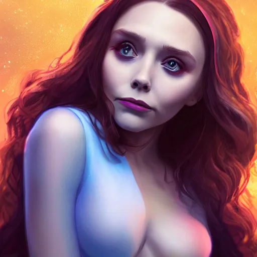 Image similar to elizabeth olsen as the goddess of sadness, oizys, golden ratio!!!!!, centered, trending on artstation, 8 k quality, cgsociety contest winner, artstation hd, artstation hq, luminous lighting