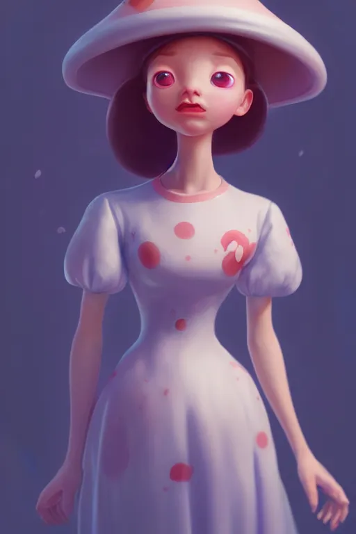 Image similar to super cute Fungal Maid character concept, soft light, soft mood, realistic body features and face, illustration, painting oil on canvas by Elena Zhurikhina and Goro Fujita, octane render trending on artstation, 4k, 8k, HD
