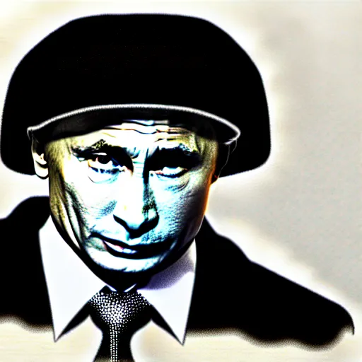 Image similar to vladimir putin with a nuclear mushroom cloud hat, cartoonish, ultra detailed pencil drawing