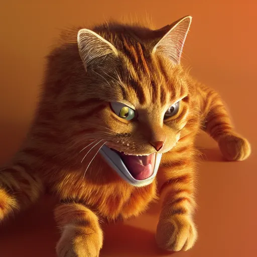 Prompt: hyperrealistic dslr film still of andrew garfield disguised as garfield, orange ( cat ), stunning 8 k octane comprehensive 3 d render, inspired by istvan sandorfi & greg rutkowski & unreal engine, perfect symmetry, dim volumetric cinematic lighting, extremely hyper - detailed, incredibly real lifelike attributes & flesh texture, intricate, masterpiece, artstation, stunning