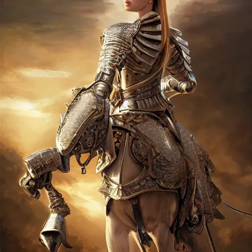 Image similar to a masterpiece ultrarealistic ultradetailed portrait of beautiful full armored knight princess baroque renaissance. medium shot, intricate, elegant, by stanley artgerm lau, wlop, rossdraws, james jean, andrei riabovitchev, marc simonetti, background by james jean, light by julie bell, porcelain skin. global illumination. vfx